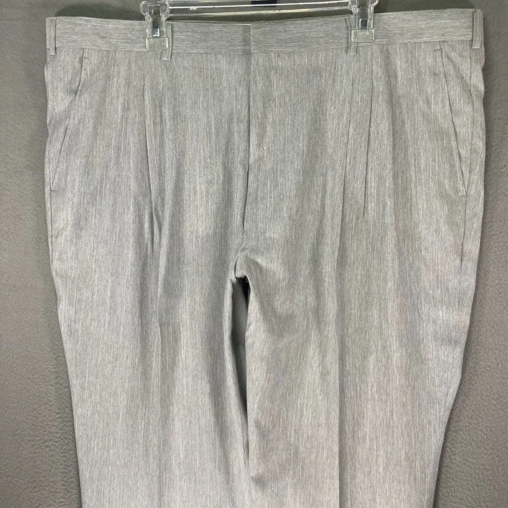 Montique Men Size 46‎ Grey Striped Polyester Pleated Dress Pants